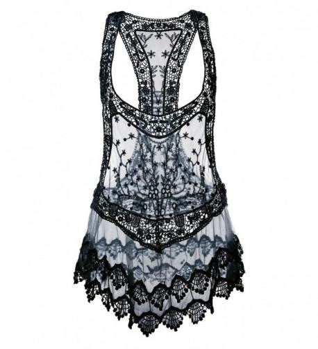 Women S Crochet Beachwear Lace Floral Sexy Bikini Cover Up Black C71836T8AHE