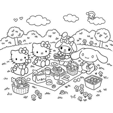 サンリオぬりえ67枚： Hello Kitty そして彼の友達があなたを待っています！
