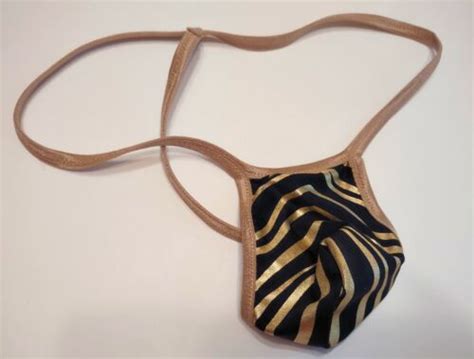 Men S MICRO G String Thong Bikini Beach Tanning Underwear BLACK GOLD ZEBRA EBay