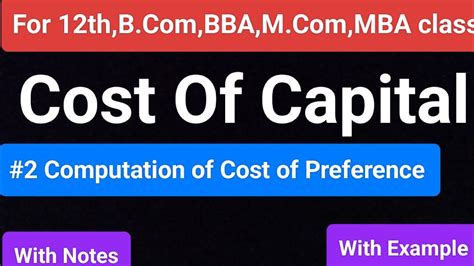 2 Cost Of Capital Computation Of Cost Of Preference Share Cost Of