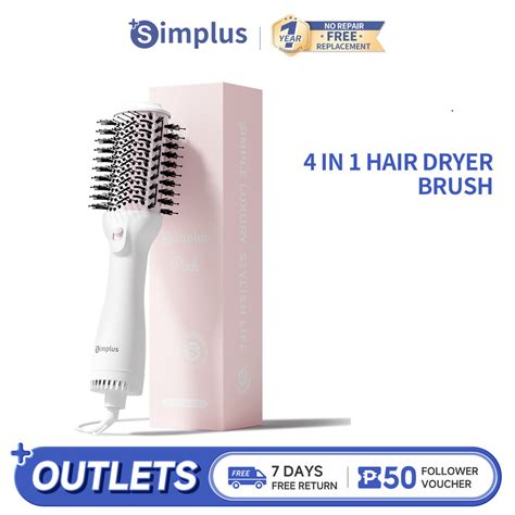 Simplus Hot Air Brush Comb Dryer Hair Curler Hot Cool Air Curling Iron