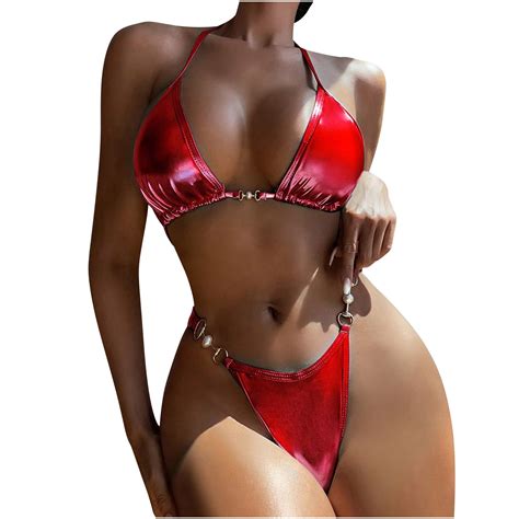 Odeerbi Sexy Two Piece String Bikini Set For Women Tie Side Triangle