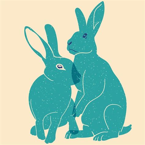 Premium Vector Rabbits Vector Illustration In A Minimalist Style With