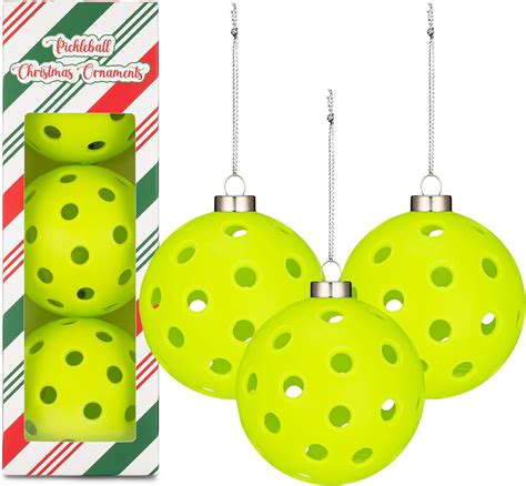 Amazon.com: TILTECH Pickleball Ornament, Life-Size Pickleball Christmas ...