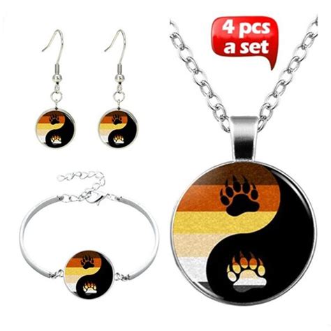 Bear Pride Yin Yang With Paw Gay Art Photo Jewelry Grandado