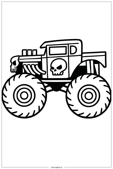 Hot Wheels Bone Shaker Monster Truck Coloring Page Free PDF PNG Printable