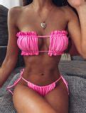China Womens Sexy Swimwear Braid Halter Cutout Two Piece Bikini Sets Swimsuit Beachwear Bathing