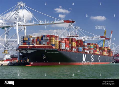 Le Havre France Container Ship Msc New York Alongside At Port Of Le
