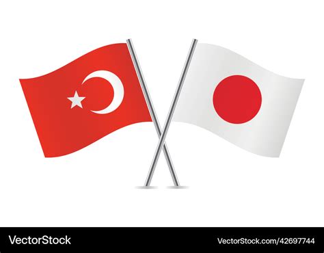 T Rkei Und Japan Gekreuzte Flaggen Lizenzfreier Vektor