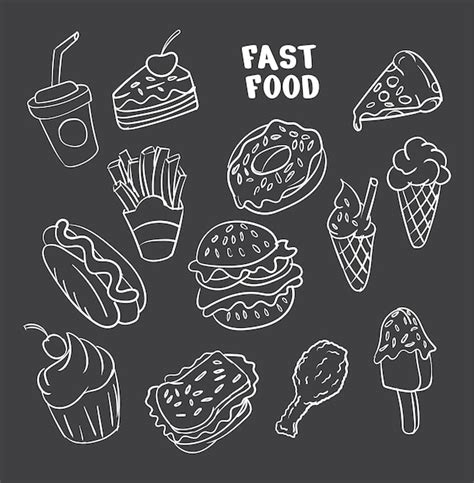 Premium Vector Hand Draw Fast Food Doodle