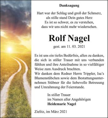 Traueranzeigen Von Rolf Nagel Abschied Nehmen De