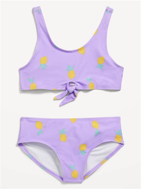 Printed Tie Knot Bikini Swim Set For Girls Old Navy