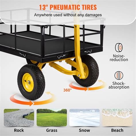 Vevor Vevor Heavy Duty Steel Garden Cart Lawn Utility Cart 1200 Lbs W