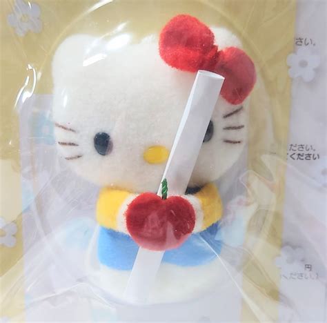 【目立った傷や汚れなし】ハローキティ Hello Kitty ぬいぐるみ マスコット ホルダー ミニ メッセージ カード リンゴ 2001年の