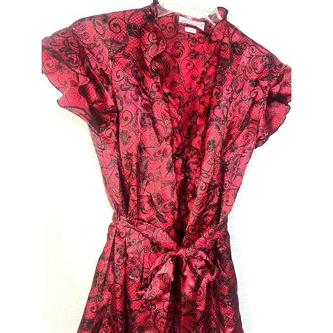 Cinema Etoile Vintage Red Black Lingerie Set Med Nighty Chemise Boudoir Sexy Vtg Ebay