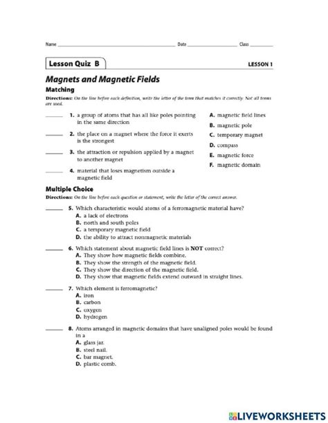 Magnetis Worksheet Live Worksheets