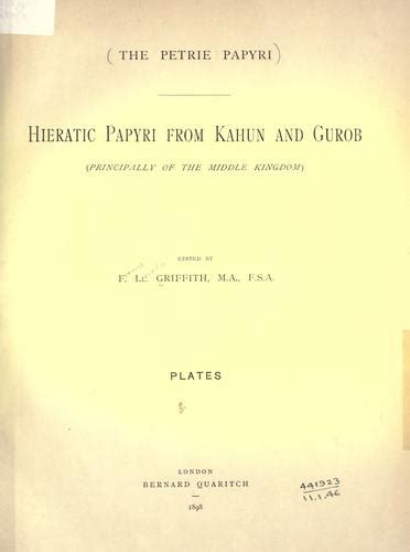 Hieratic papyri from Kahun and Gurob by Francis Llewellyn Griffith ...