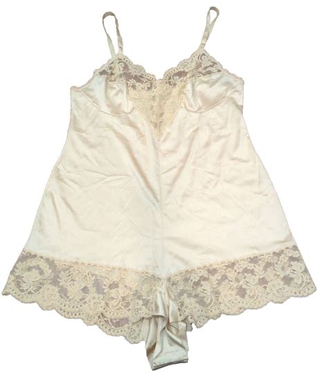 Vintage Teddy Lingerie Romper Heart Shape Vanity Fair Nylon Lace Sz Beige Etsy