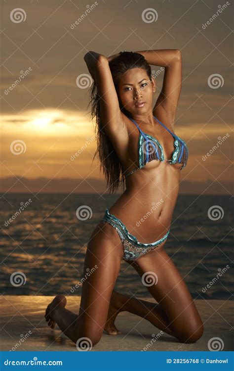 Thai Bikini Model At Sunrise Royalty Free Stock Photos Image