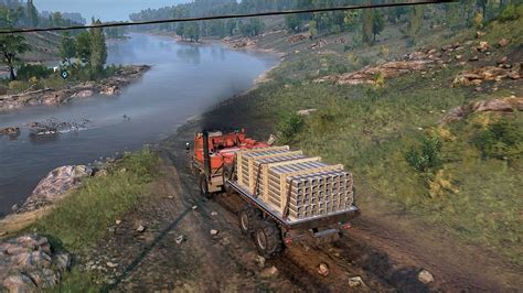 Metal Beams Delivery To The Power Line High Voltage Snow Runner