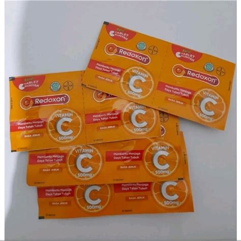 Jual Redoxon Tablet Kunyah 1 Strip Isi 2 Rasa Jeruk 500mg Shopee