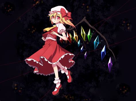Blonde Hair Chika Flandre Scarlet Hat Ponytail Red Eyes Short Hair Touhou Vampire Wings