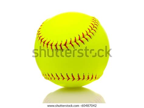 Yellow Softball On White Background Reflection Stock Photo Edit Now
