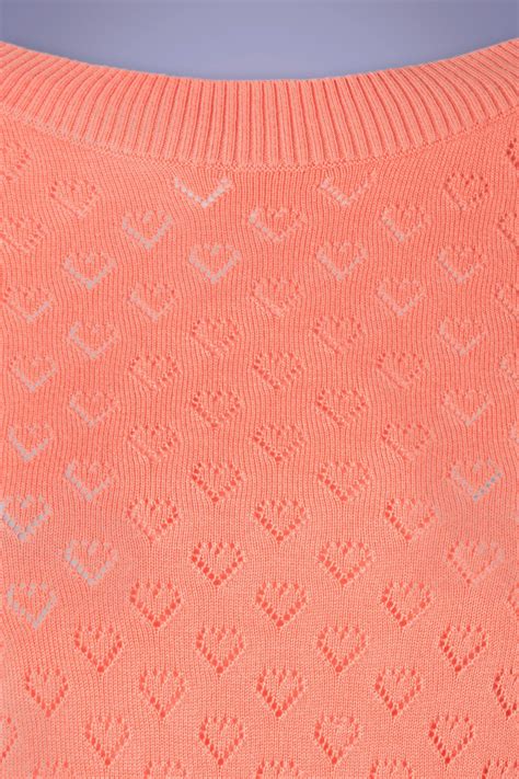 Audrey Heart Ajour Top Années 50 en Rose Corail