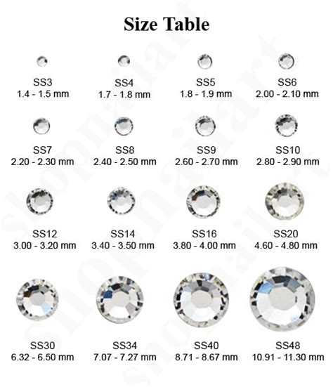 Printable Rhinestone Size Chart