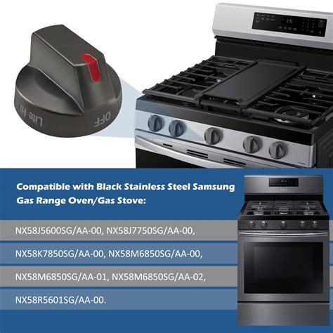 Dg B Upgraded Samsung Stove Knobs Black Stainless Steel Samsung