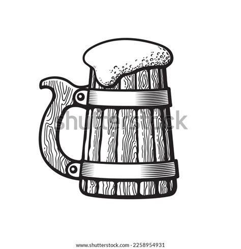 Old Wooden Beer Mug Foam Hand Stock Vector Royalty Free 2258954931