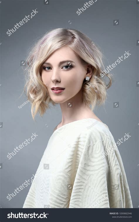 Woman Blonde Hair White Dress Nude Stock Photo 1099882946 Shutterstock