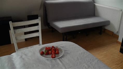 Eating Strawberries With His Cream MP Amateur Housewife