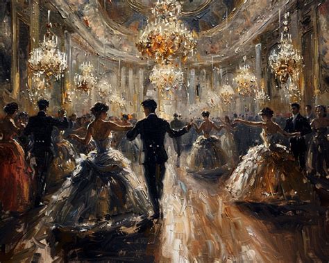 Ballroom Bliss Vintage Digital Print Elegant Dance Scene Grand