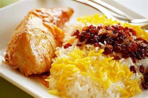zereshk polo  morgh traditional persian dish  barberries