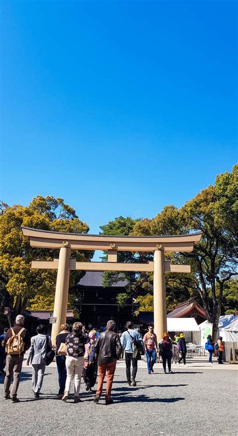 Torii Gate Standing At The Entrance To Meiji Jingu Shrine Iat Harajuku