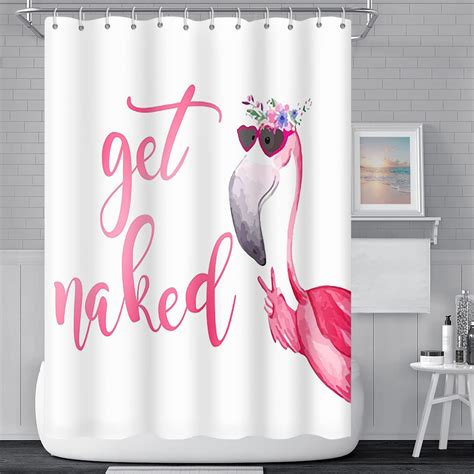 Amazon Umpoo Get Naked Shower Curtain For Bathroom Funny Flamingo