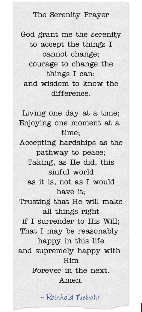 The Serenity Prayer God Grant Me The Serenity To Accept The Quozio