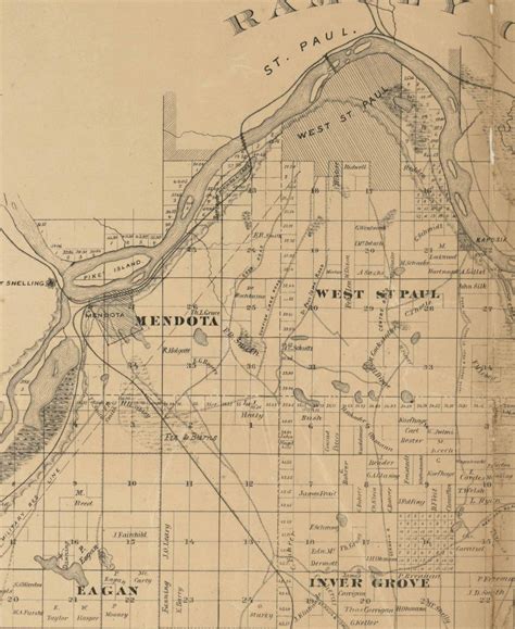 Dakota County Minnesota 1874 - Old Wall Map Reprint With Homeowner
