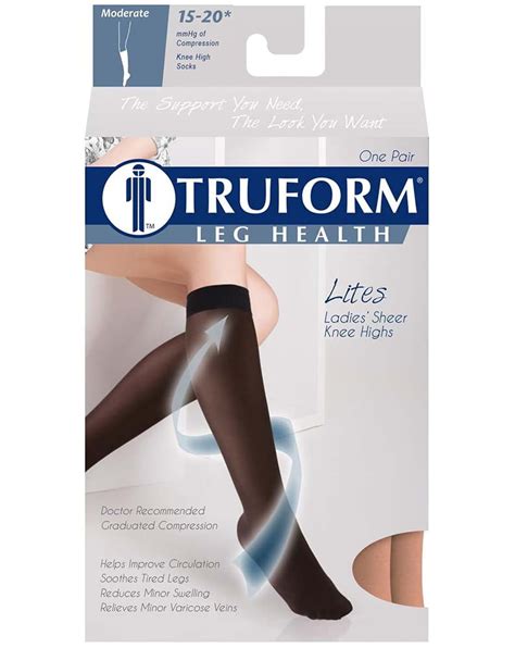 Truform Women S Knee High Sheer Compression Stockings 15 20 MmHg 20 Denier Nude Medium