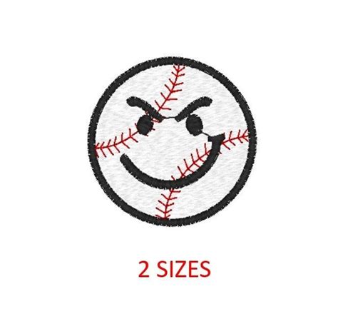 Baseball Embroidery Design Smile Face Ball Digital File Etsy