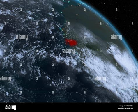 La Noche Anterior Guinea Bissau Resaltada En Rojo Sobre El Modelo Del