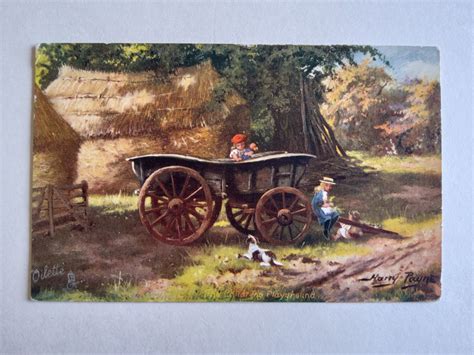 Vintage Artist Signed Postcard By Harry Payne Farm Life Childrens
