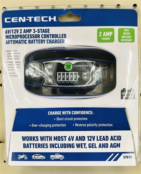 Cen Tech 6v12v 2 Amp 3 Stage Microprocessor Controlled Automatic