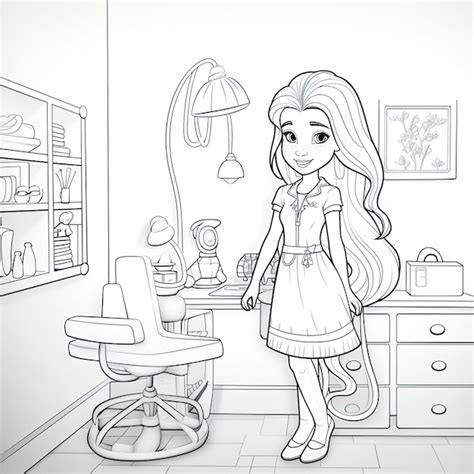 Jeune Fille Blonde De Style Disney Dans La Chambre Du Pédiatre Livre De Couleurs Pour Enfants