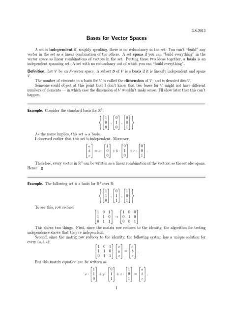 basis  basis linear algebra vector space