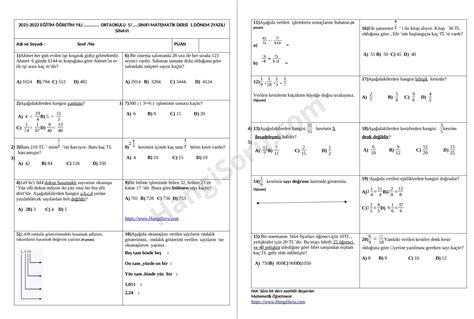 S N F Matematik D Nem Yaz L Sorular A K U Lu