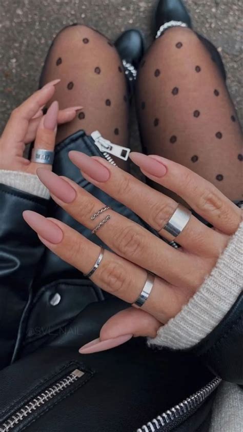 Matte Nude Acrylic Nails Almond Shaped Nails Nail Inspo Nail Ideas Fall Inspo Nude