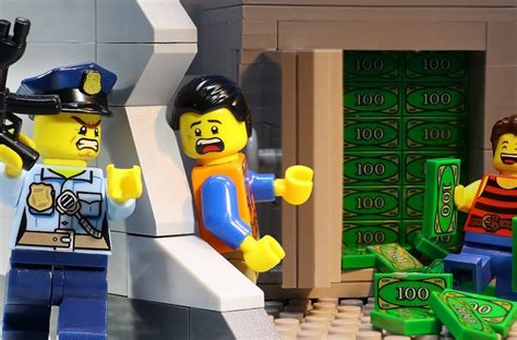 Lego City Bank Robbery: Secret Big Safe Full Of Money (Lego Stop Motion ...