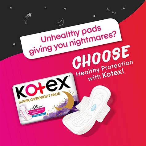 kotex super overnight sanitary pads xl  count price  side